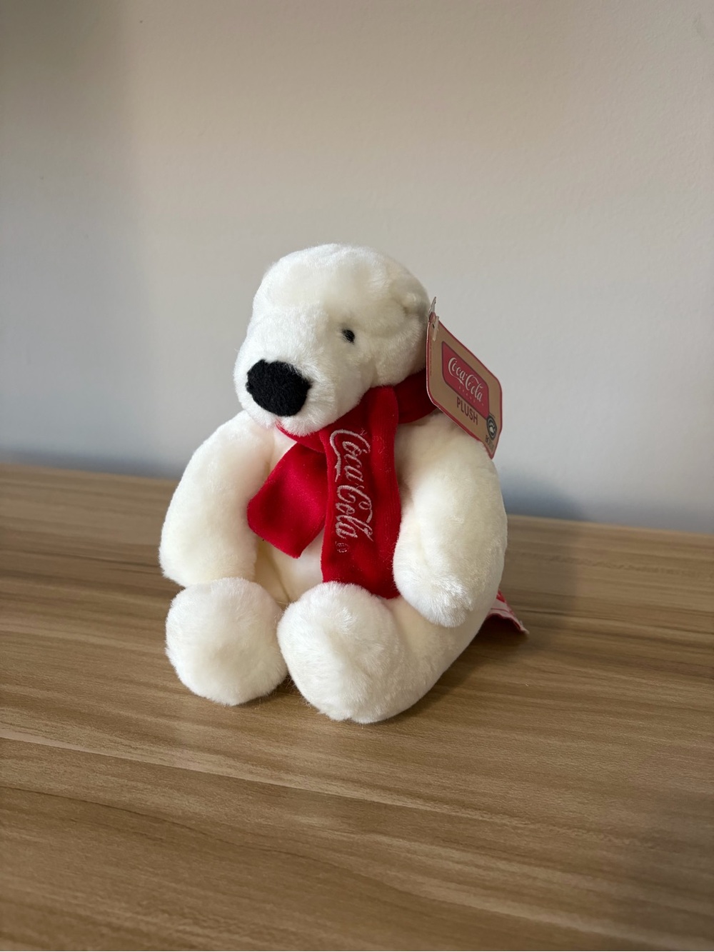 Vintage 1999 Boyds Coca-Cola Polar Bear Plush Red Scarf New with Tags 6in Height
